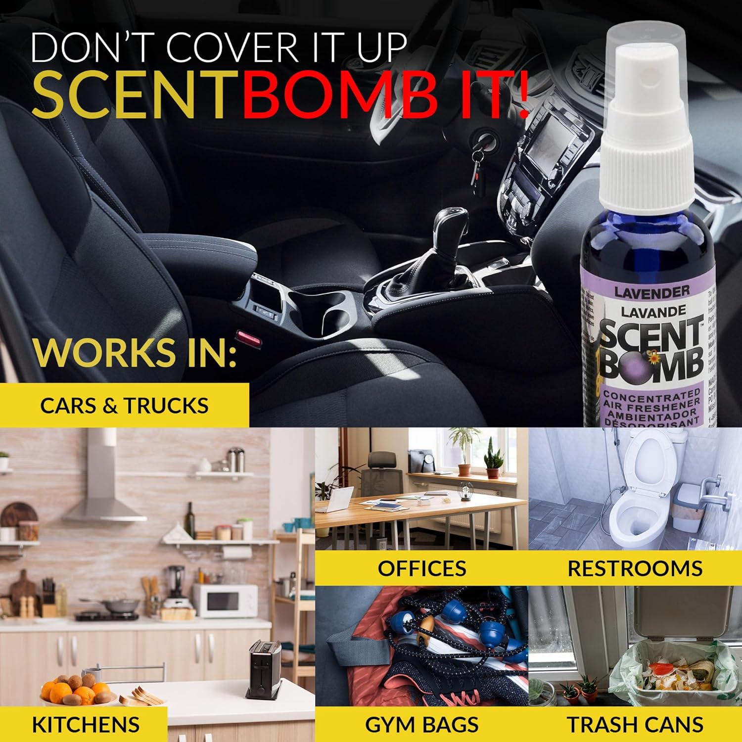 Scent Bomb Air Freshener Spray - 1 oz Pack of 4 Lavender