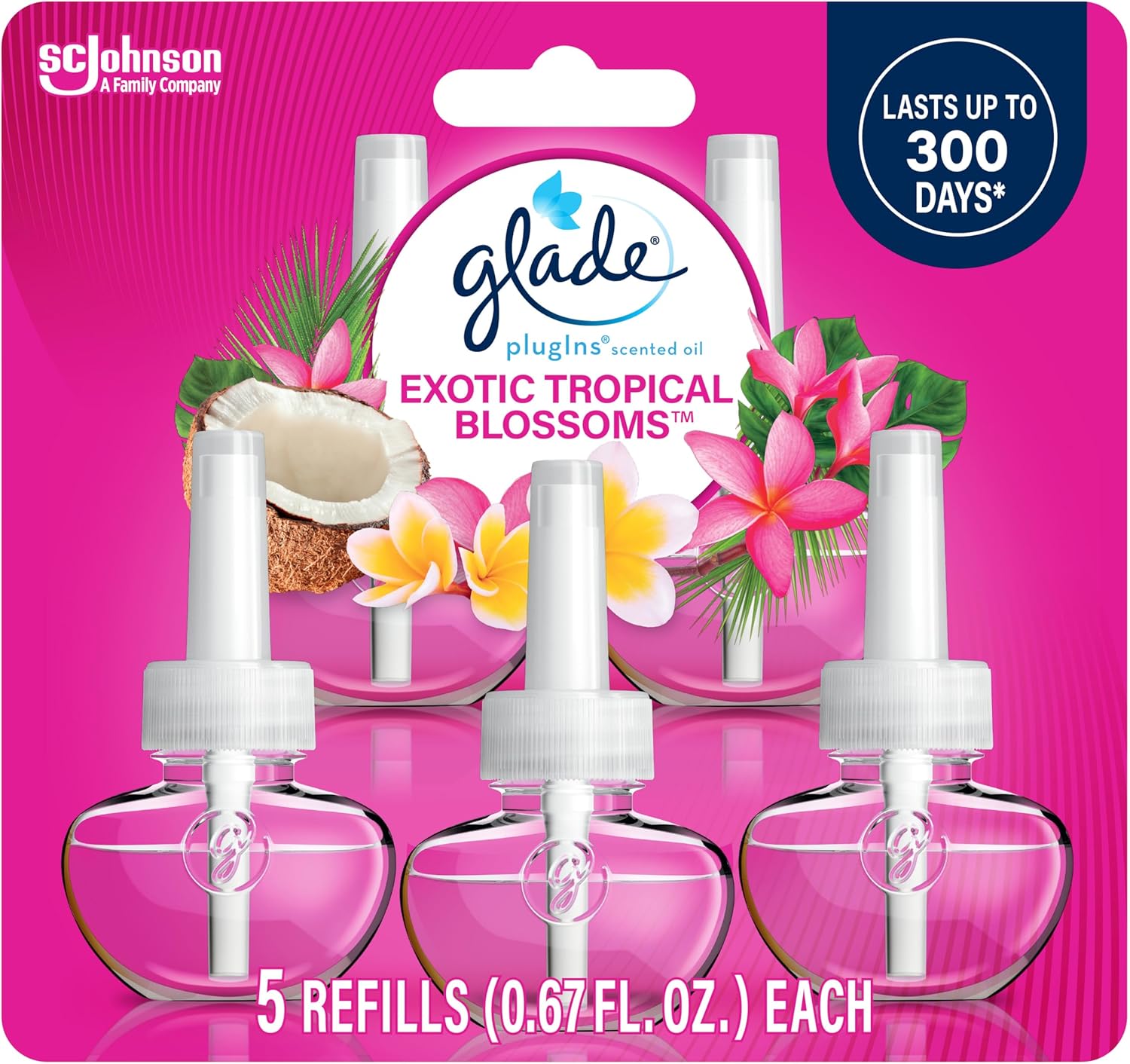 Glade PlugIns Refills Air Freshener Exotic Tropical Blossoms 335 Fl Oz 5 Count