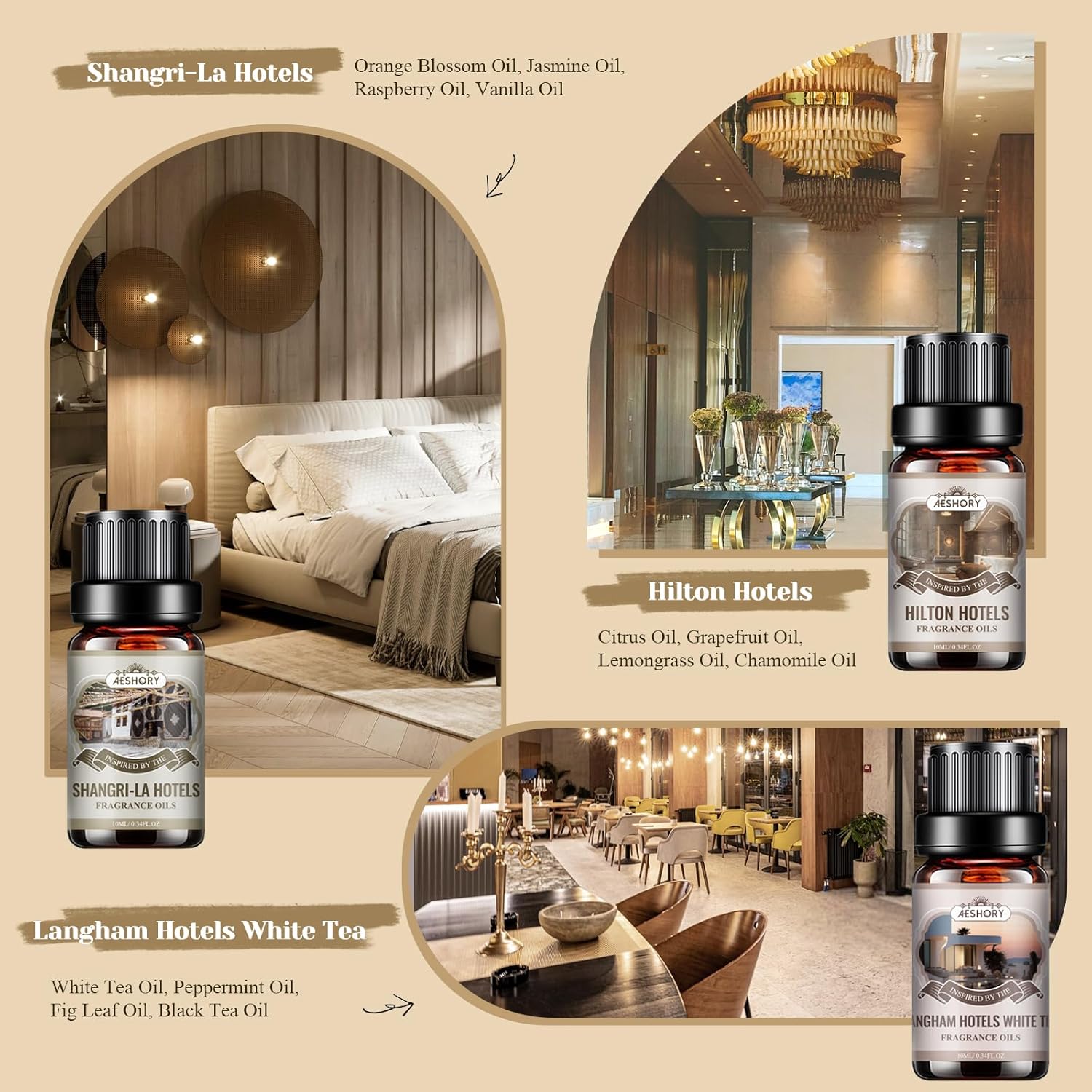 Hotel Diffuser Oil Gift Set - 6x10ml Luxury Scent Blends