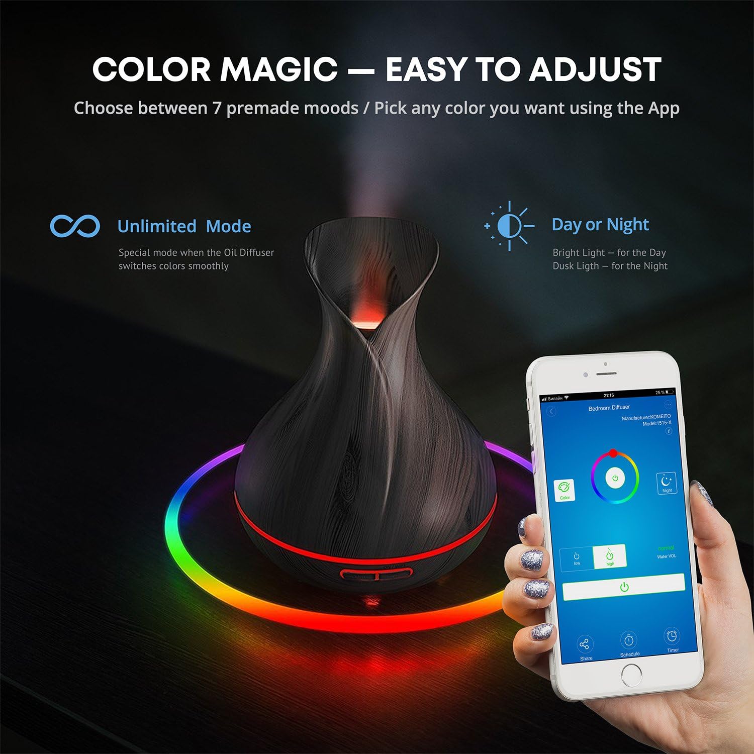 Smart WiFi Essential Oil Diffuser 400ml with Alexa Google Home Voice Control