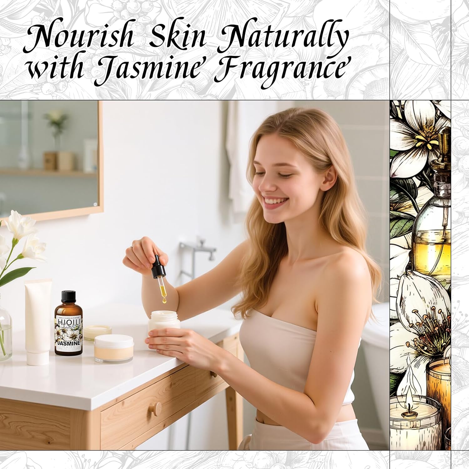 HIQILI Jasmine Essential Oil - 1 Fl Oz