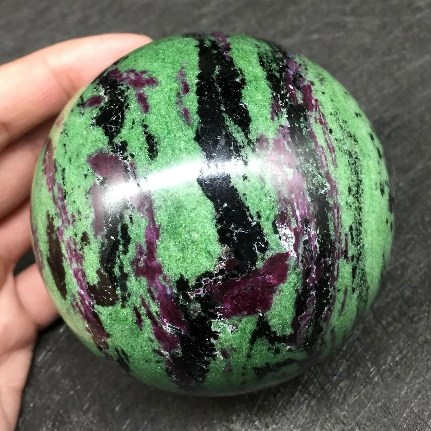 Natural Ruby Zoisite Healing Crystal Ball with Stand