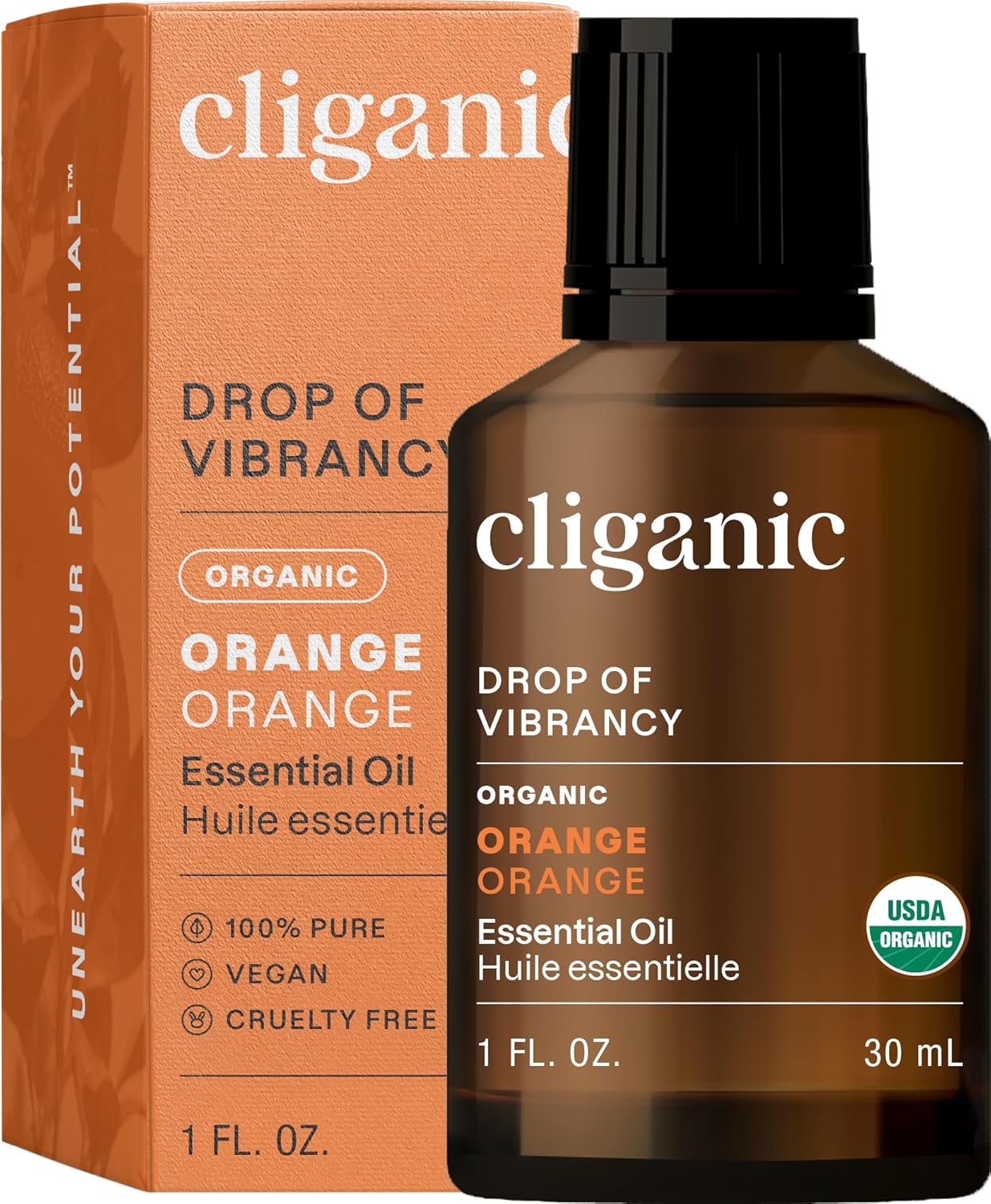 Cliganic Organic Sweet Orange Essential Oil 1oz Pure Natural