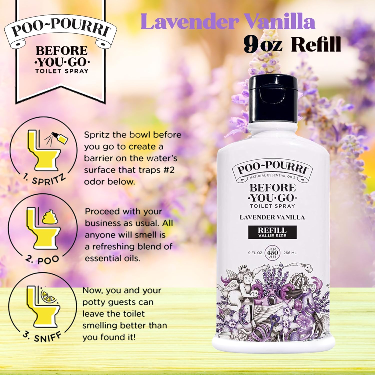 Poo-Pourri Lavender Vanilla Toilet Spray 9 Fl Oz