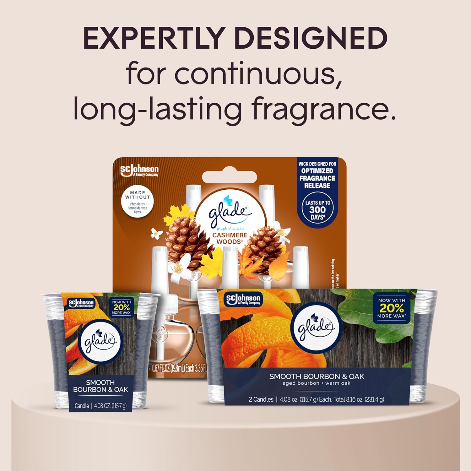 Glade 1-Wick Scented Candle Jar - Smooth Bourbon Oak
