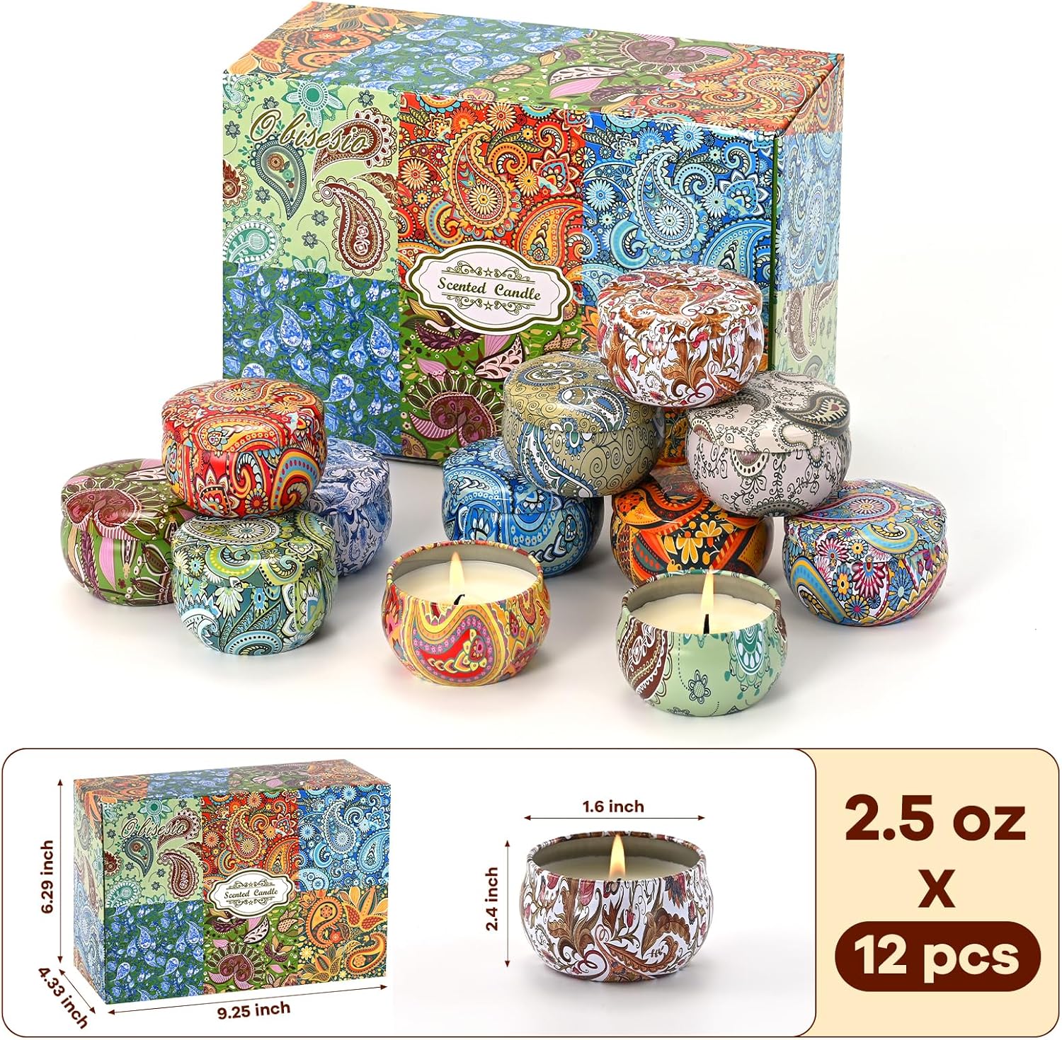 Scented Candles Gift Set 12 Pack Aromatherapy