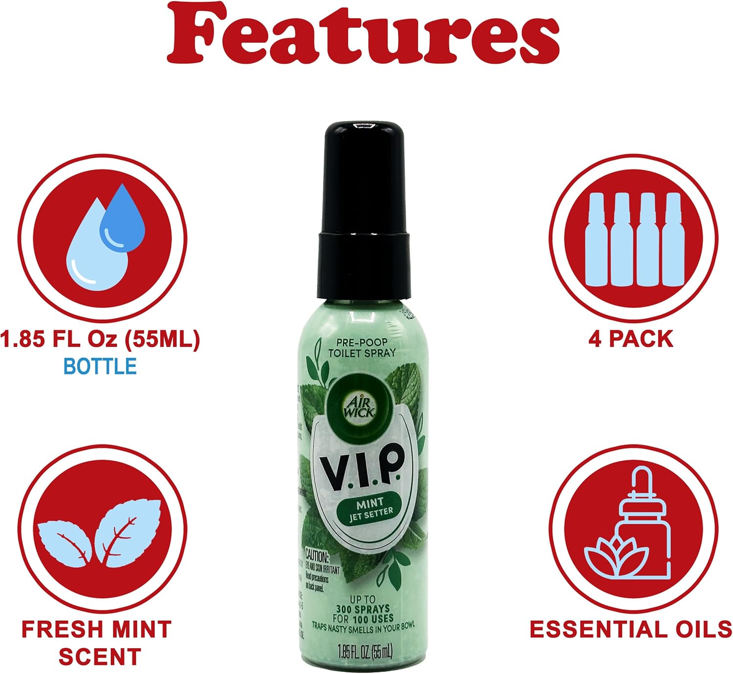Air Wick VIP Pre-Poop Toilet Spray Pack of 4