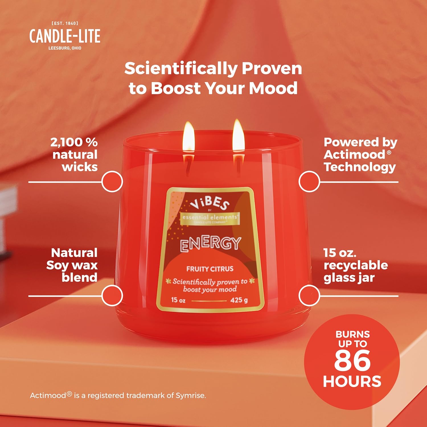 Candle-Lite Vibes Fruity Citrus Aromatherapy Candles 15 oz Jar