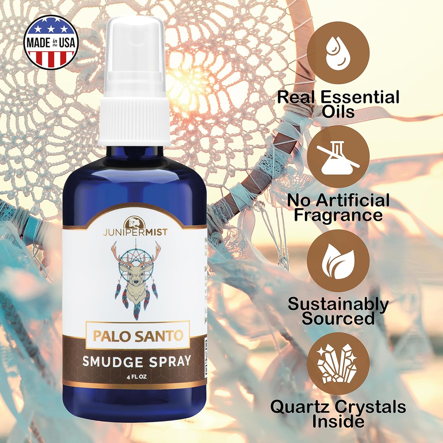 Palo Santo and Sage Smudge Spray 4oz Grounding Clarity