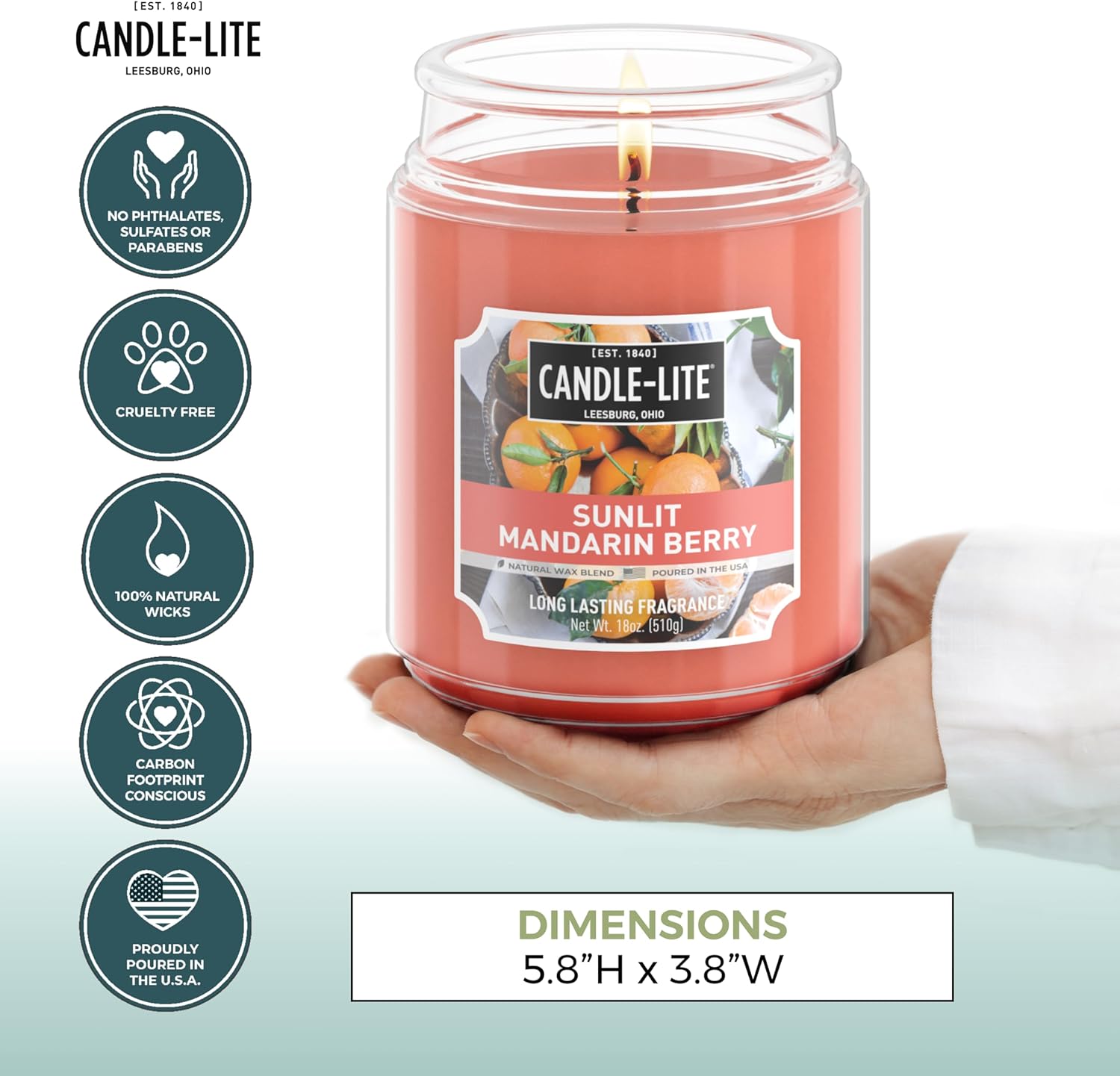 Candle-lite Scented Candles Sunlit Mandarin Berry 18 oz Jar