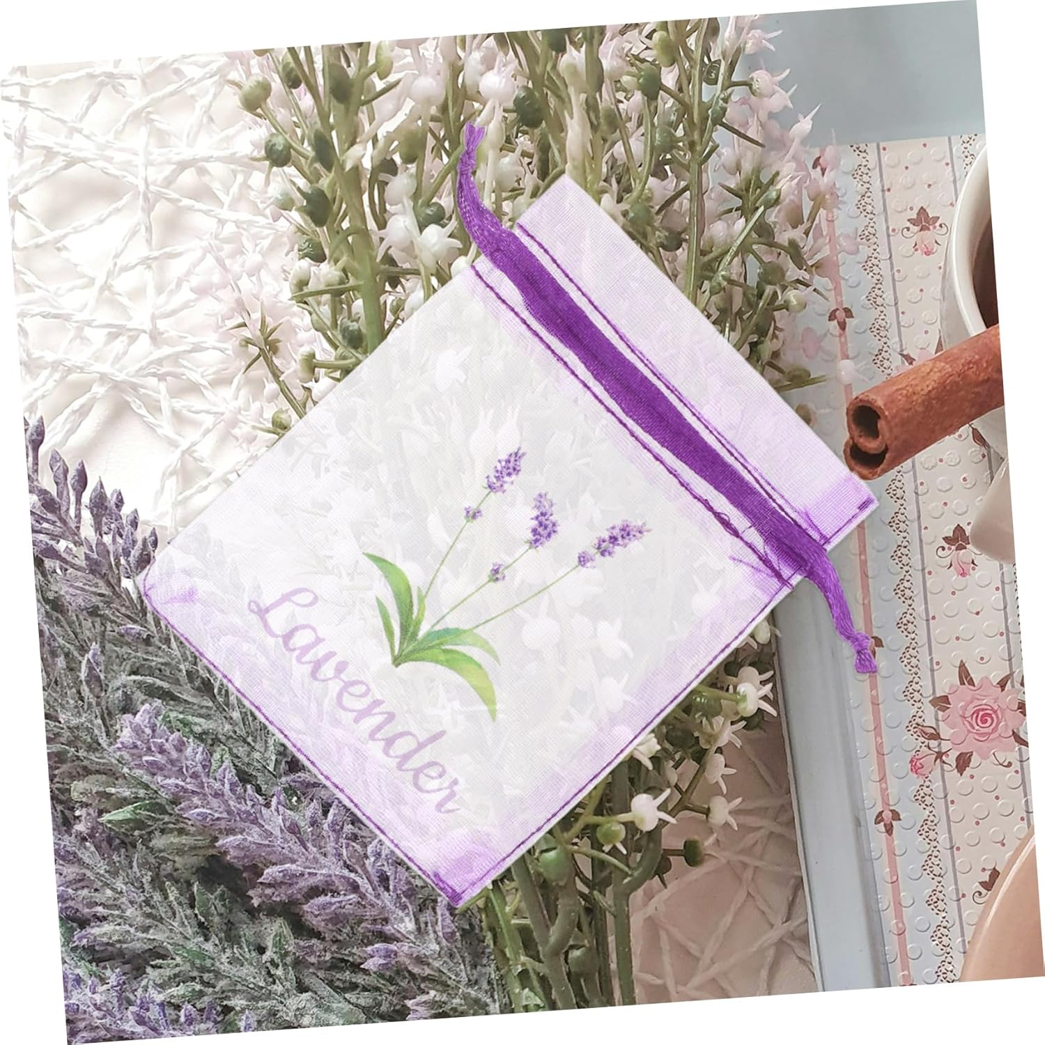 Garneck 20pcs Lavender Sachet Empty Drawstring Bags for Dried Flowers and Herbs
