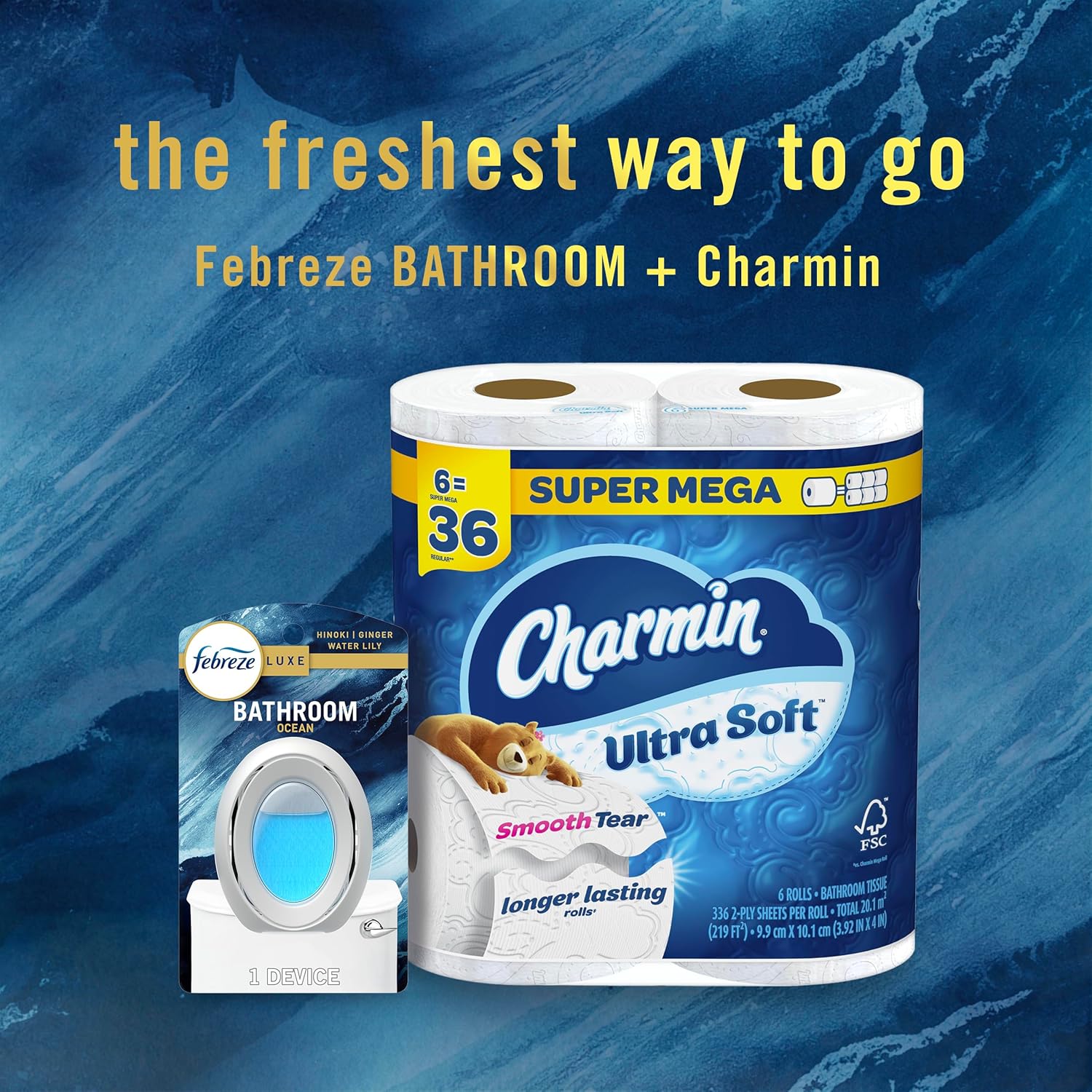 Febreze Bathroom Air Freshener Ocean Scent 4 Count