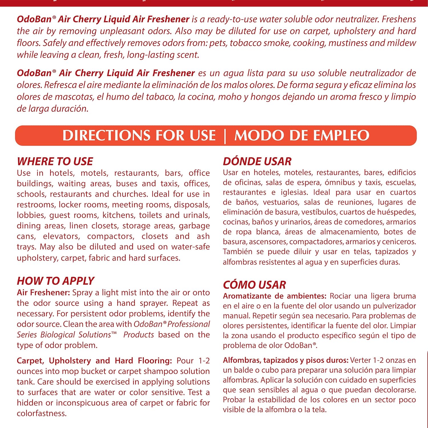 OdoBan Professional Series Air Freshener 1 Gallon Cherry Scent