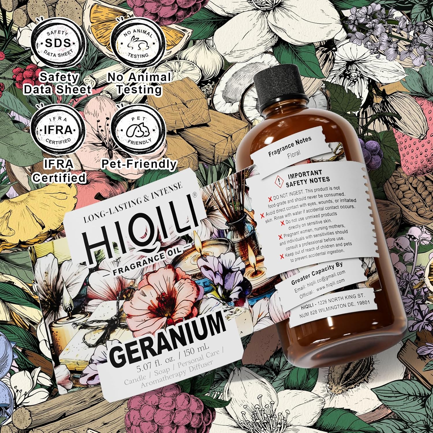 HIQILI Geranium Essential Oil 507 Fl Oz