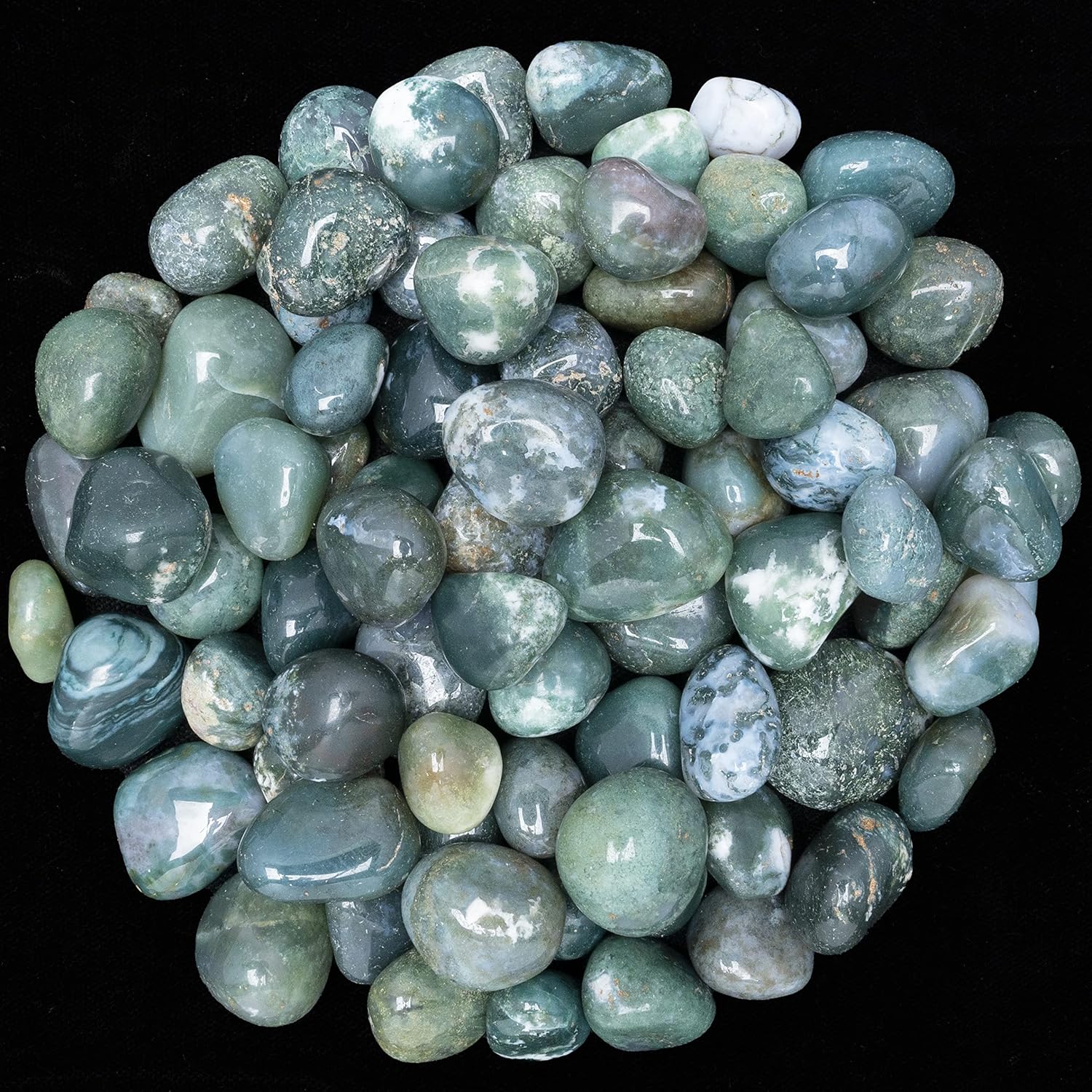Crocon 1LB Moss Agate Tumbled Stones Set