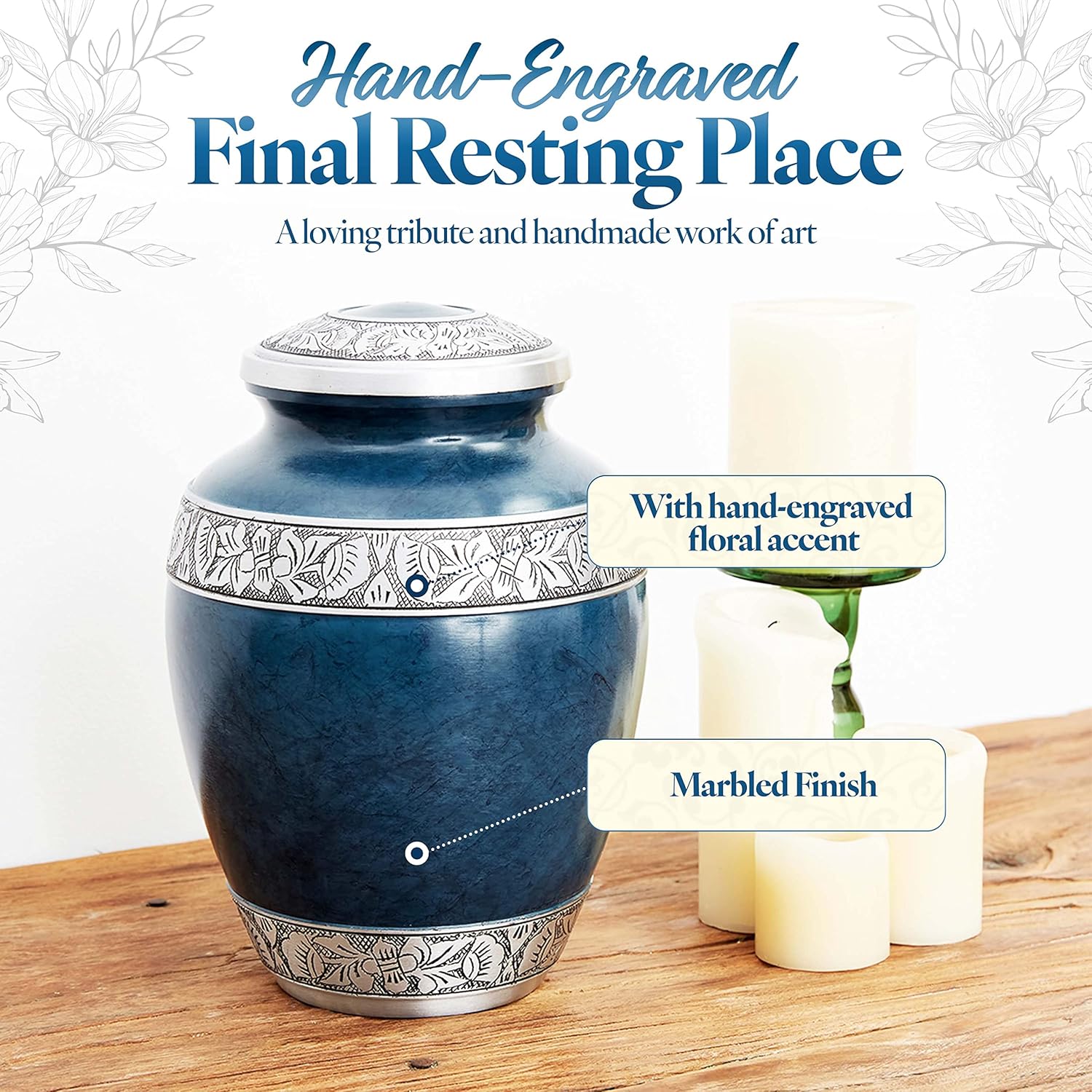 GSM Brands Cremation Urn with Blue Design