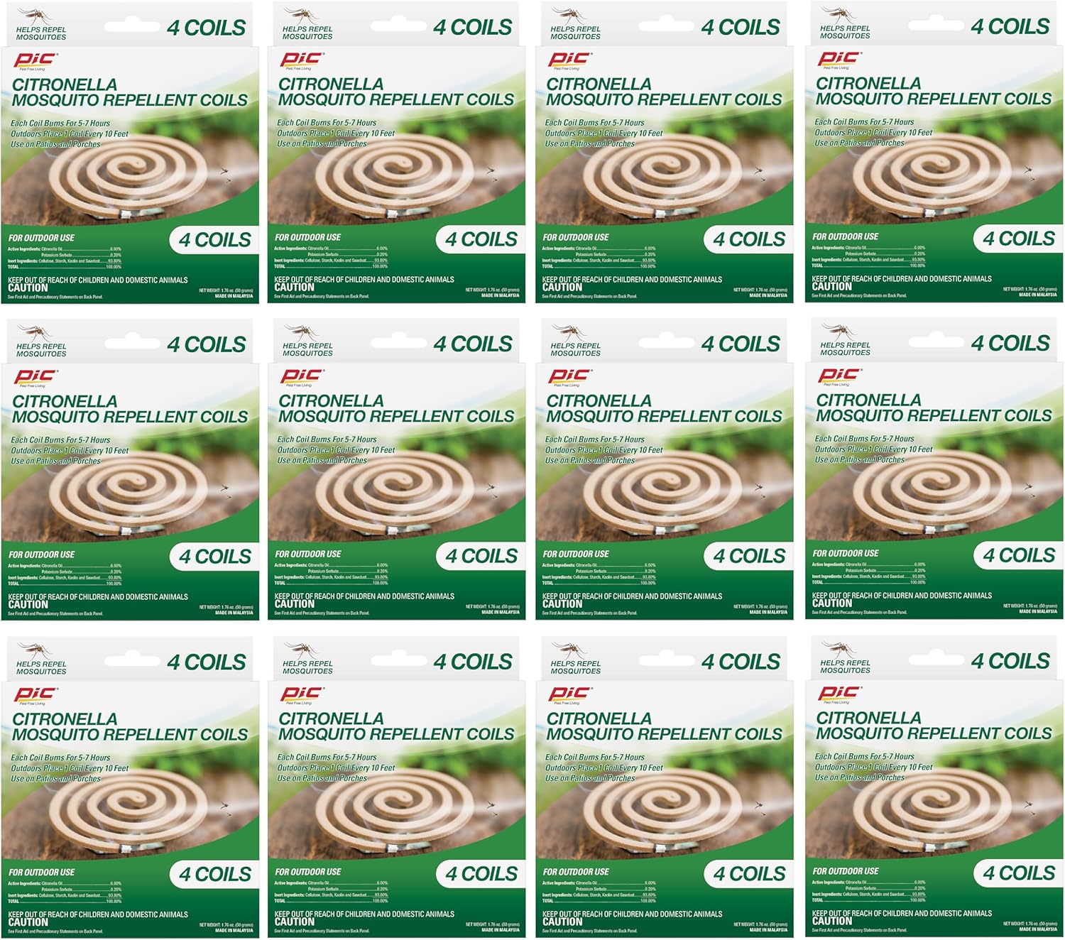 PIC Citronella Mosquito Repellent Coils 12 Packs