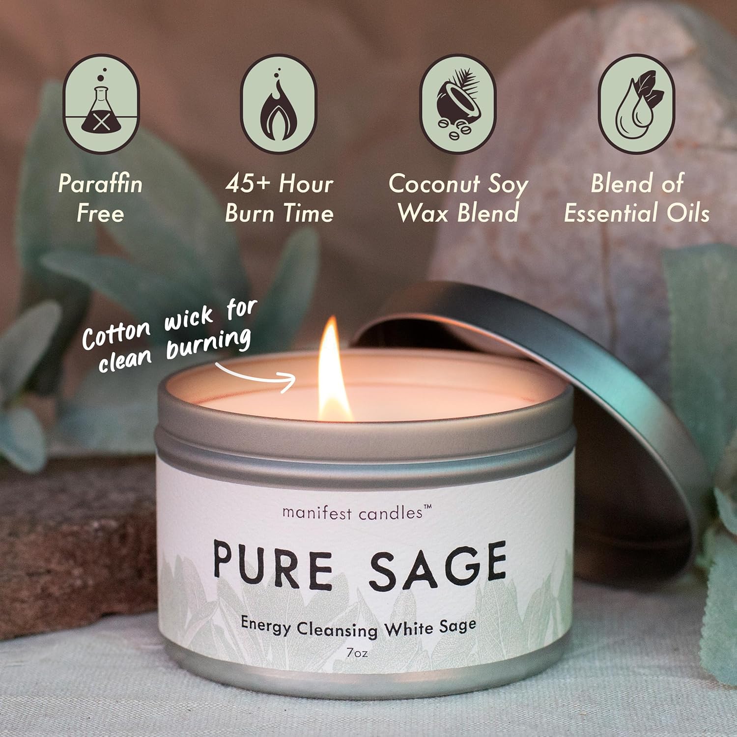White Sage Candles for Home Cleansing and Meditation