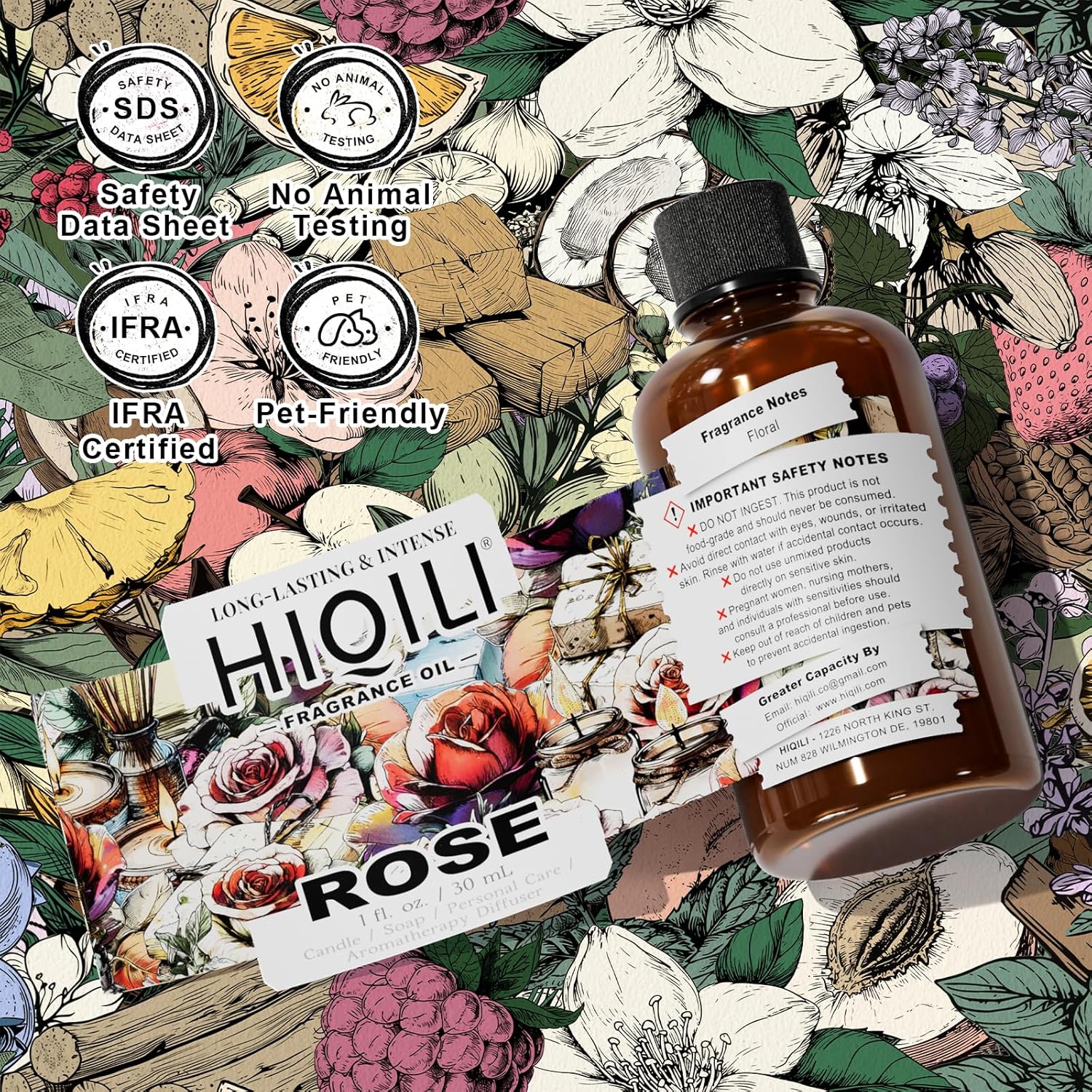 HIQILI Rose Fragrance Oil 1 Fl Oz