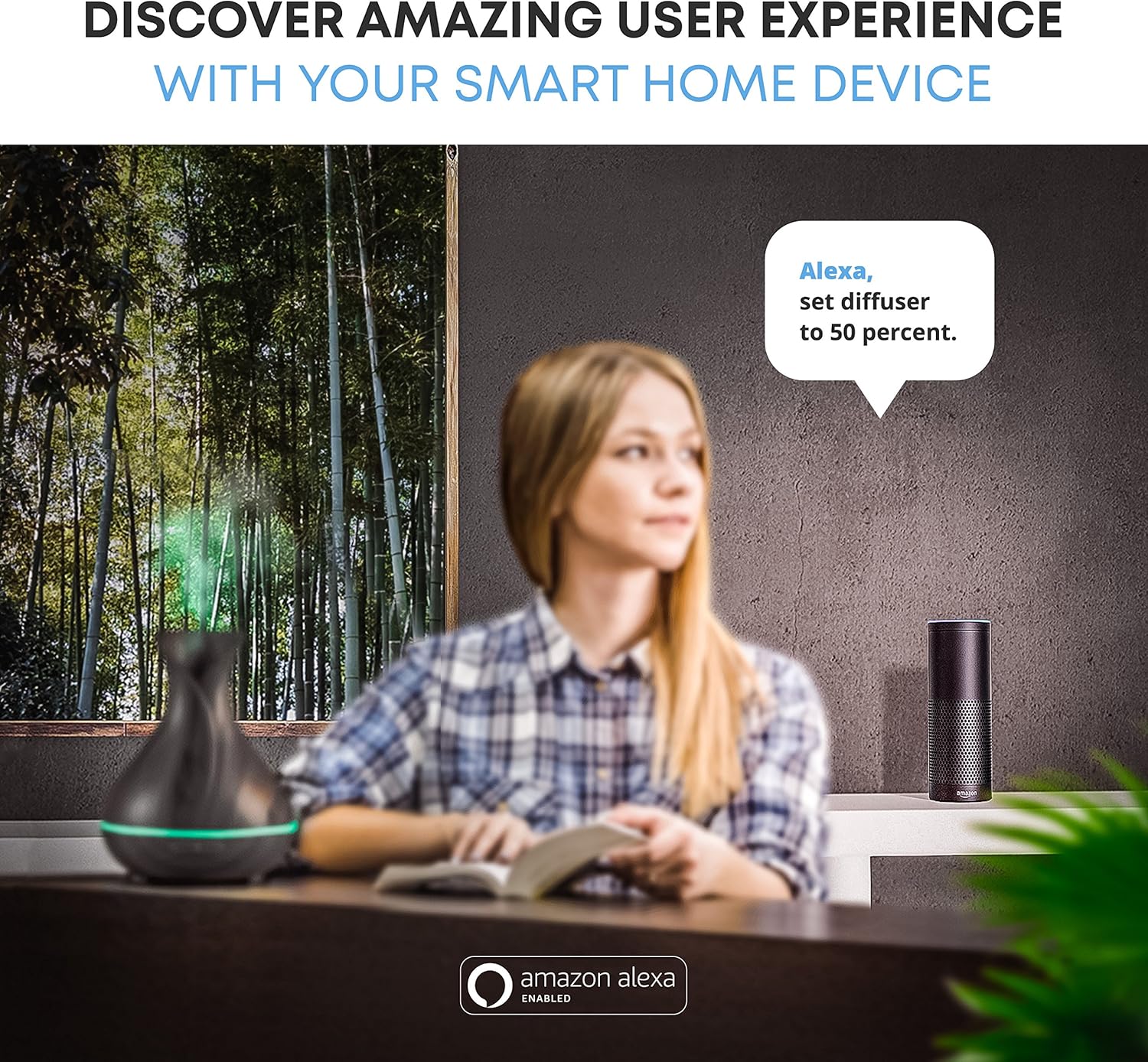Smart WiFi Essential Oil Diffuser 400ml with Alexa Google Home Voice Control
