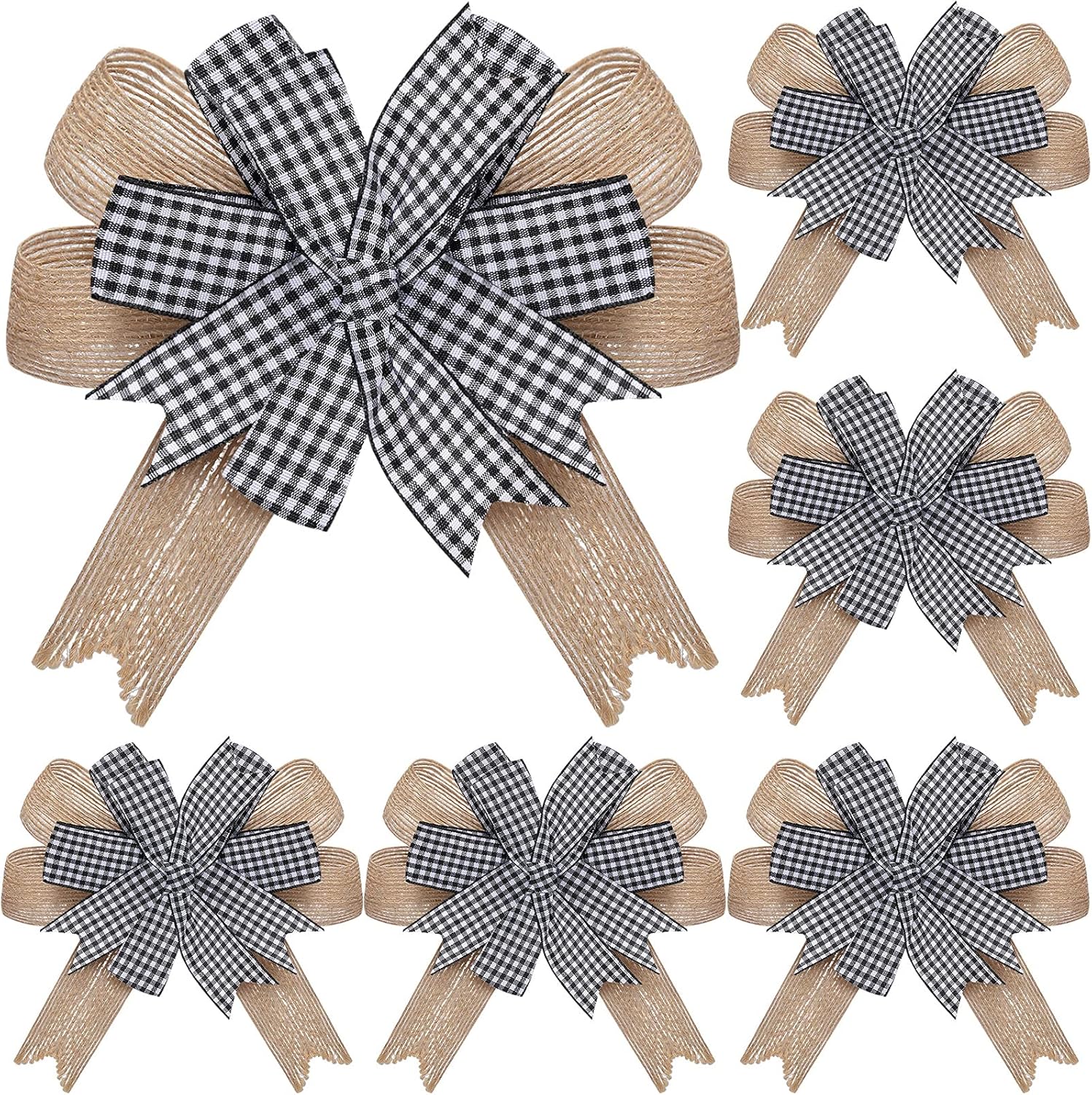 Chuangdi 6 Pcs Christmas Plaid Bow Decorations