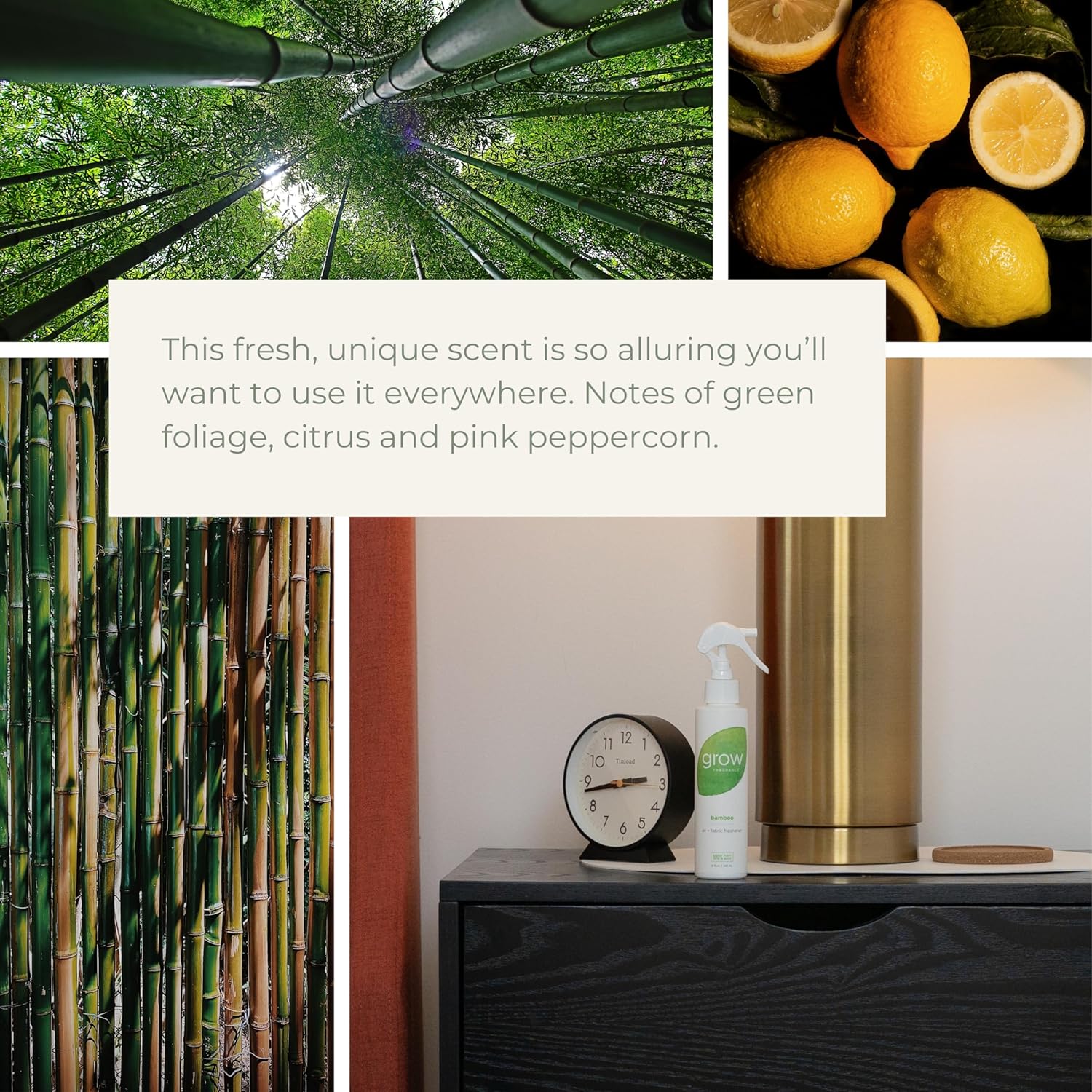 Grow Fragrance Scented Fabric Room Air Freshener Spray - 5 oz Bamboo 2-Pack