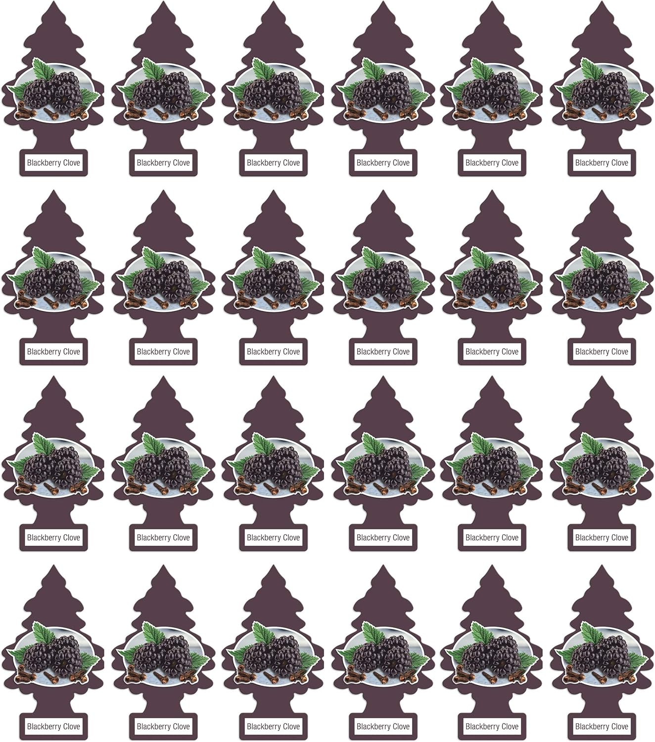 LITTLE TREES Car Air Freshener Hanging Paper Tree Blackberry Clove Pack of 24
